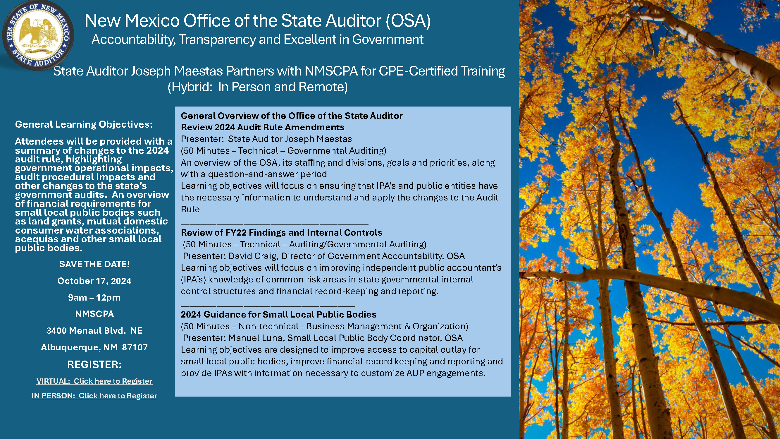 NM OSA Partners with NMSCPA for CPE-Certified Training